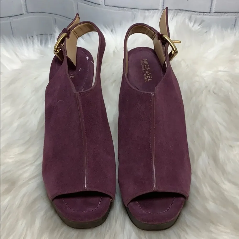 Michael Kors Suede Platform Slingback Heels‎ Sz 5.5